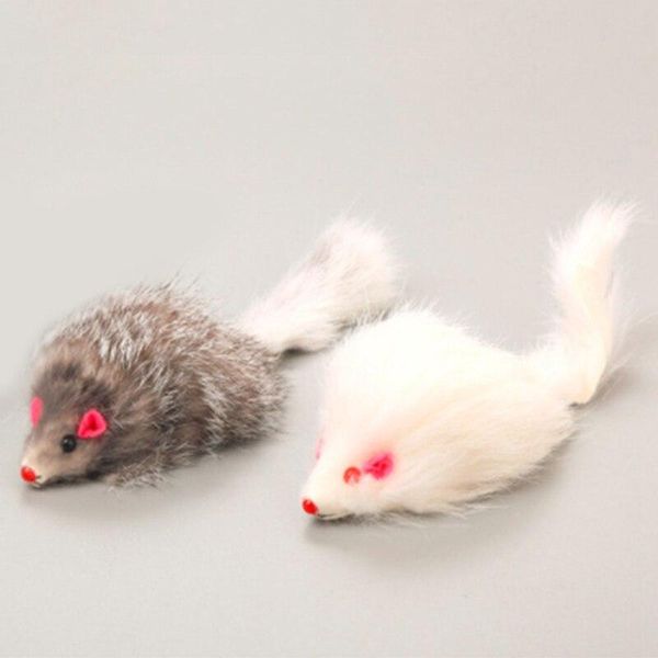 

cat toys 1pcs 18cm pet real fur long-haired tail feathers mice mouse dog sound squeaky toy for cats dogs
