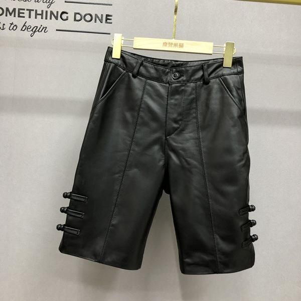 

women's pants & capris faux leather trousers women mid lady black, Black;white