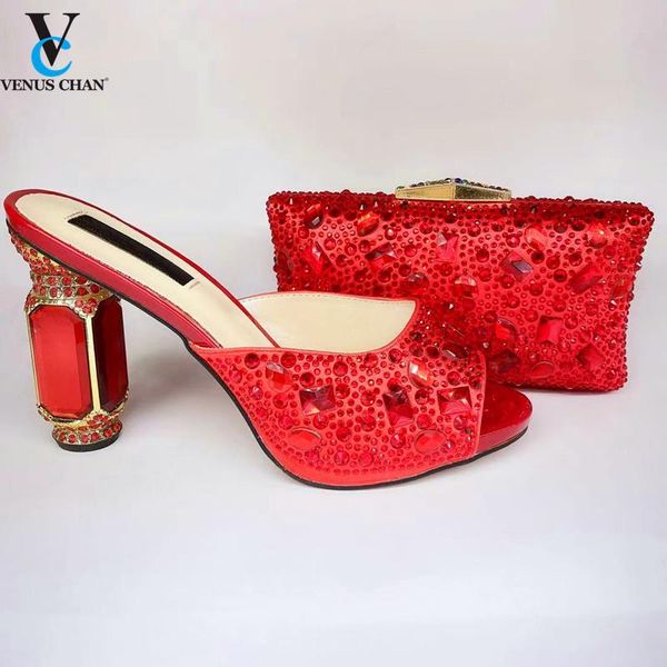 

dress shoes latest coming african lady and bag set design matching for party in red color, Black