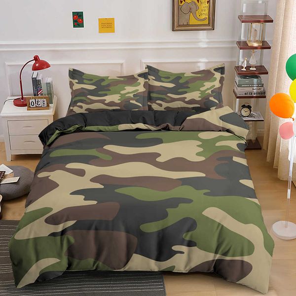 Textiles para el hogar Cool Boy Girl Kid Adulto Duver Cover Set Camuflaje Conjuntos de ropa de cama King Queen Twin Fundas de edredón con funda de almohada 210615