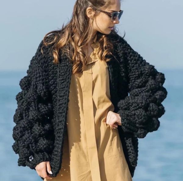 

women's sweaters women fashion korean american long lantern sleeve knitting cardigan sweater knitted casual warm shawl, White;black