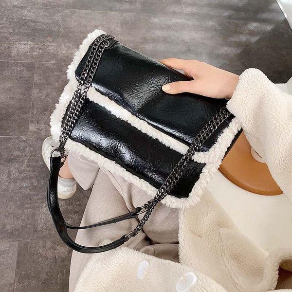 

shoulder bags women's lambswool girls' fall/winter mao stray large-capacity tote chain