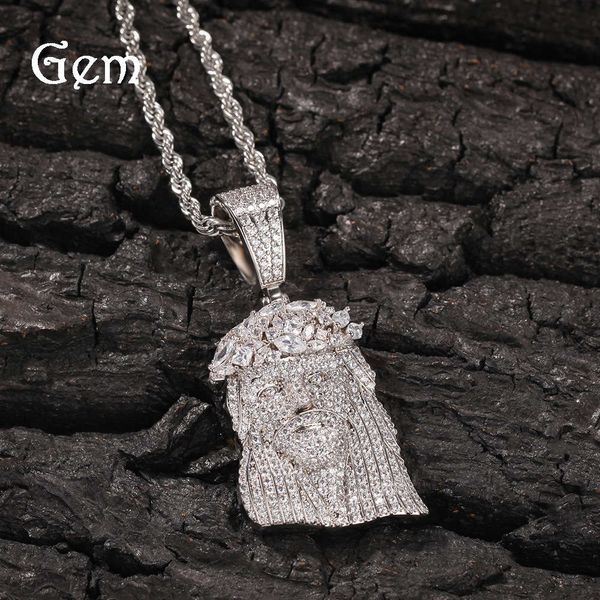 

hip hop diamond jesus head pendant christ jesus men's necklace, Silver