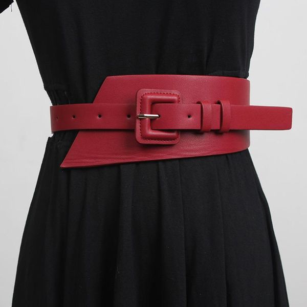 

belts [ewq] 2021 fashion novelty all-match adjustable waist cover women asymmetrical personally solid color paint leather belt 8y421, Black;brown