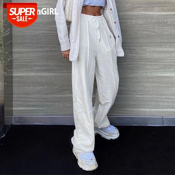 

heyoungirl casual white elastic high waist pants women skinny autumn sweatpants ladies fashion pocket long joggers trousers 2021 #au4y, Black;white