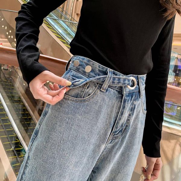 

women's jeans woman pants baggy straight trousers high-waisted pantalones vaqueros mujer, Blue