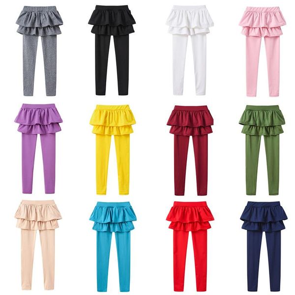

multi-color kid girl skirt pants spring solid color leggings girls clothes children kids trousers leggings pants princess dress, Blue