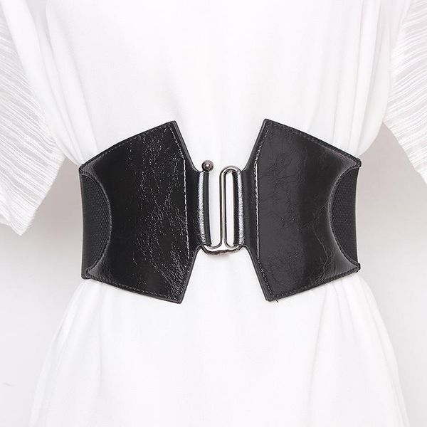 

belts women's runway fashion pu leather elastic cummerbunds female dress corsets waistband decoration wide belt tb1384, Black;brown
