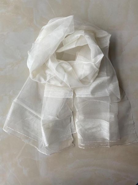 

scarves wool+silk white scarf for dying, nature material, Blue;gray