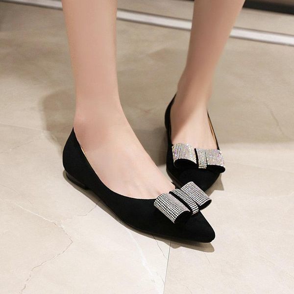 

dress shoes women ballet fashion flock leather slip on loafers casual summer zapatos mujer size33-46, Black