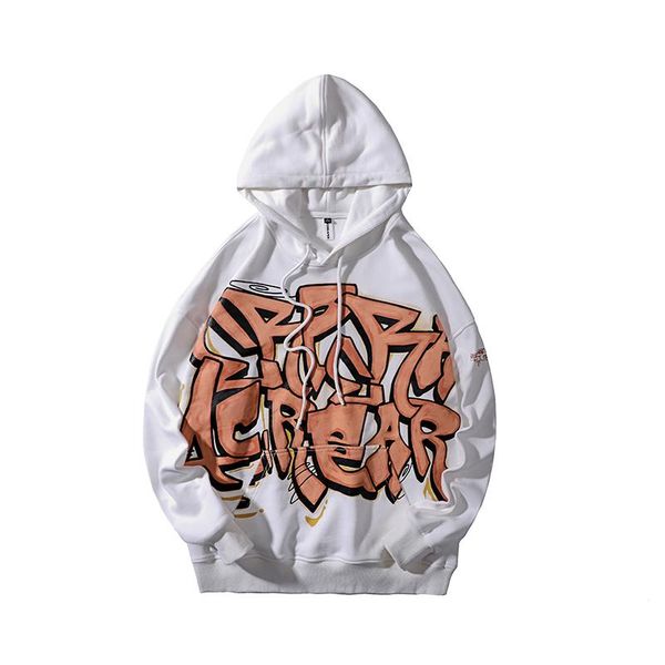 

men's hoodies & sweatshirts fashion sweater loose ins hooded graffiti letter large couple 2021, Black