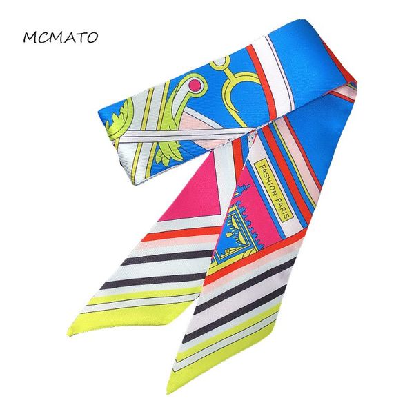 

scarves 95cm*5cm letter printed bag strap scarf women twill silk headband long accessories ribbon, Blue;gray