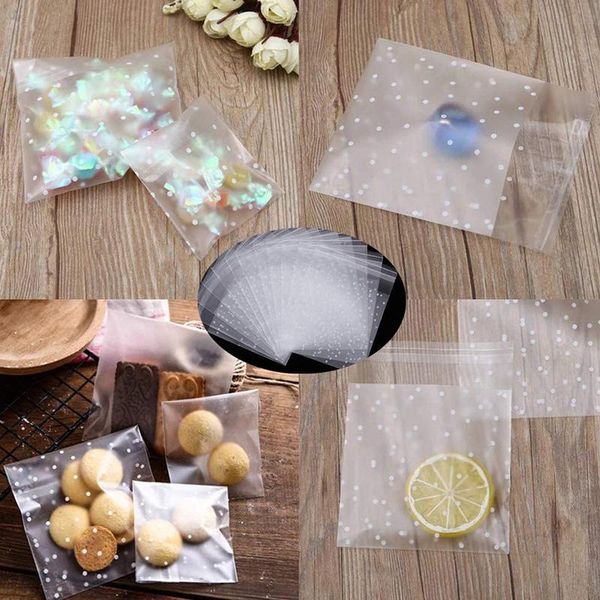

gift wrap self-adhesive candy bag cellophane biscuit sealed white polka dot transparent