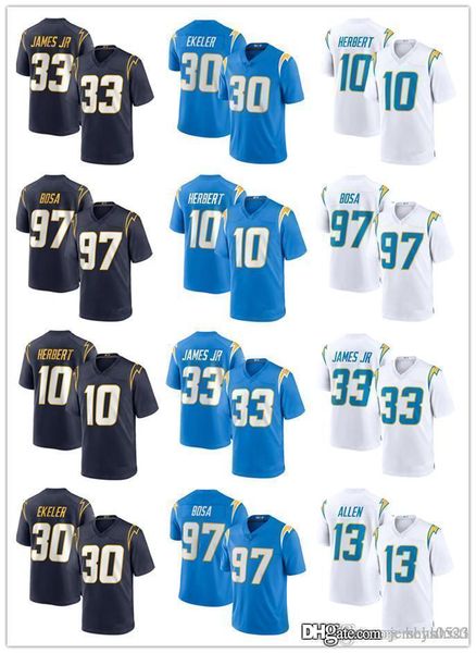 

men women youth los angeles chargers 33 derwin james 10 justin herbert 30 austin ekeler 97 joey bosa football jerseys, Black;red