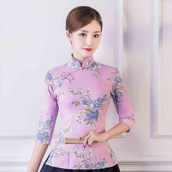 

summer shirt vintage chinese style womens mandarin collar blouse lady clothing cheongsam short qipao dress size s-xxxl, White