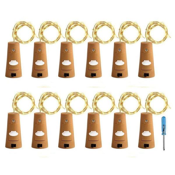 

hlzs-cork lights for wine bottle, wine bottle lights 12 pack 6.5ft 20 led cork string for glass mason jar fairy ligh