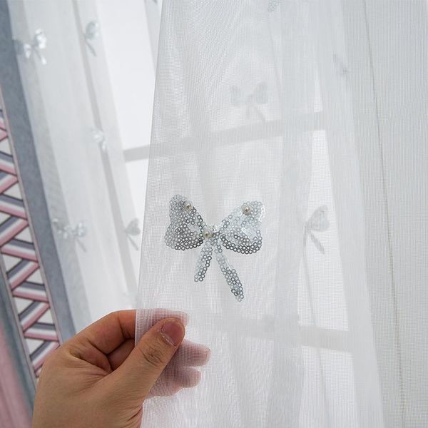 

curtain & drapes nordic style sequined butterfly embroidered window screen simple and modern gauze for living room bedroom