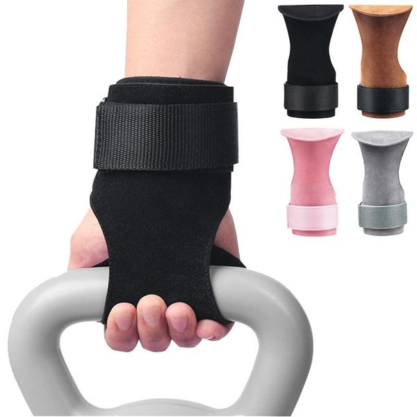 

sports gloves 1pair cowhide gym grips indoor anti-skid weight lifting deadlifts workout crossfit fitness palm protection, Black