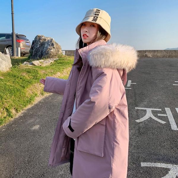 

women's down & parkas commuter fashion big pocket cotton women 2021 style korean loose winter coat mid-length padded jacket campera muj, Black