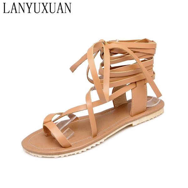 

sandals sandalias mujer limited gladiator women plus size 34-52 shoes 2021 flats sapato feminino summer style 347, Black