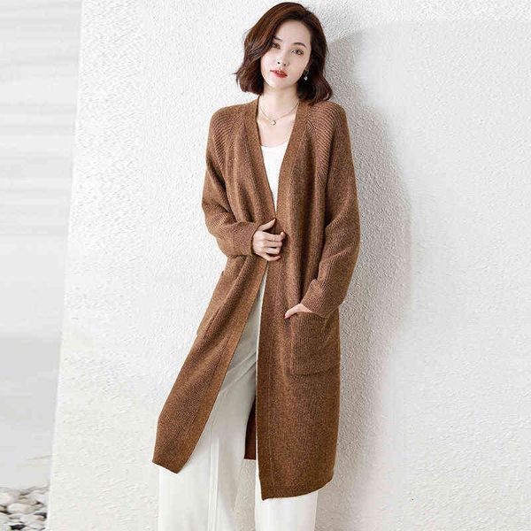 

casual dresses knitted women's 2022 sweater coat korean version solid color loose pocket large knitted cardigan, Black;gray