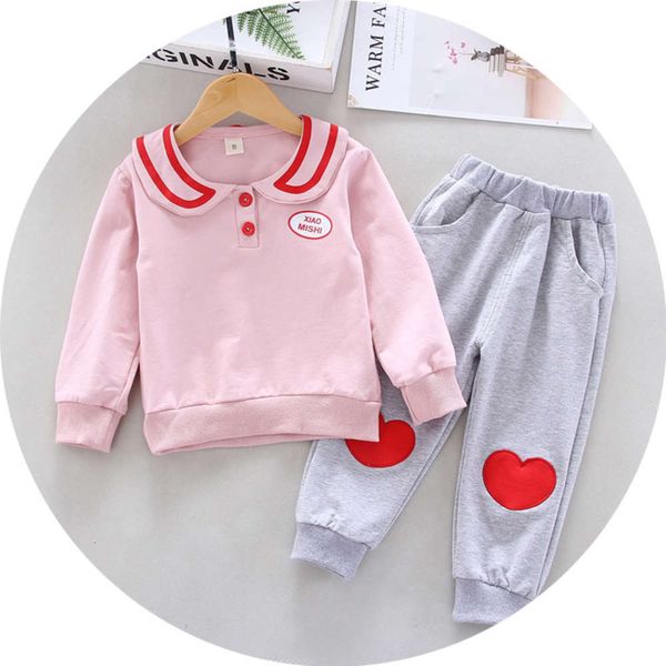 

2021 baby spring new children's love navy collar set cute 0-1 year old children taobao, White