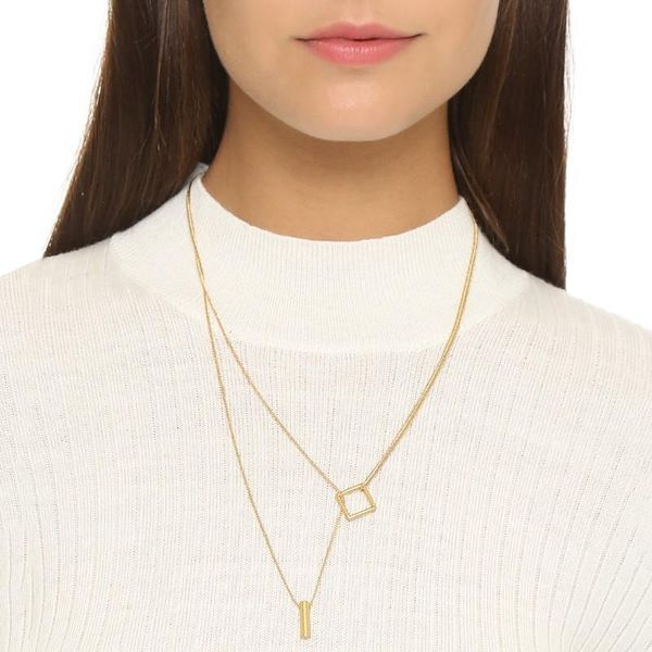 

pendant necklaces european and american fashion retro simple metal vertical geometric asymmetry necklace female personality, Silver