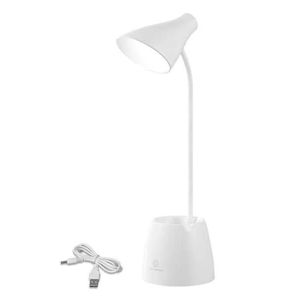 

study desk light usb charging for bedroom table with pen holder eye caring dimmable 3 color modes 360 flexible phone stand
