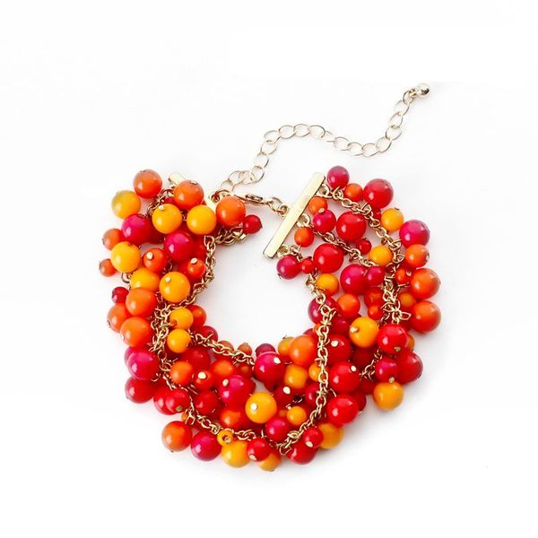 

charm bracelets fashion trendy bohemia red beads handmade bracelet bangles jewelry for women female vacation beach boho gifts, Golden;silver