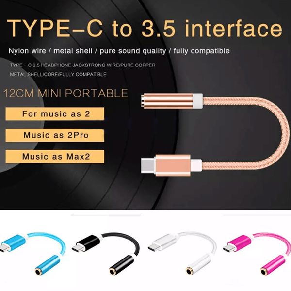 

nylon braided type-c to 3.5mm aux jack audio adapter cable convertor for letv le2 le2 pro le max2 headphone jack adapter jack convertor
