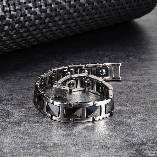 

link, chain magnetic bracelet benefits black ceramic 20cm hematite health energy for men link luxury stainless steel