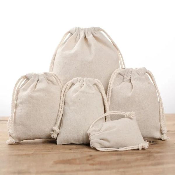 

storage bags multi sizes linen jute cotton drawstring gift jewelry bag birthday wedding party candy pouch