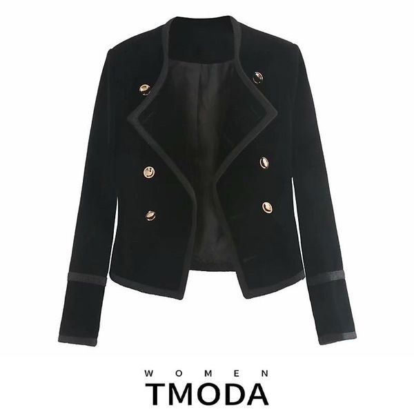 

women's suits & blazers tmoda1473 2021 women short jacket spring autumn coat double breasted blazer lady chic suit velvet black slim fe, White;black