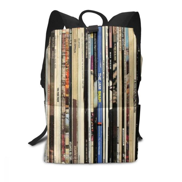 

backpack music classic rock vinyl records backpacks multi purpose trend bag men's - women's print university bags