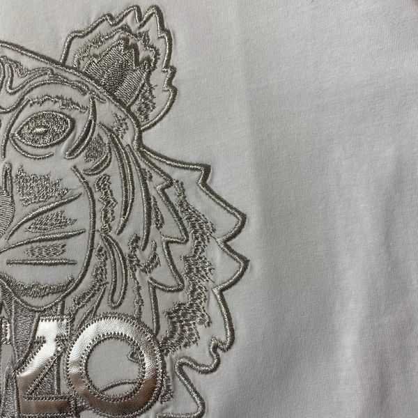 

new 2021 summer tiger head embroidery t-shirt for men women1, White;black