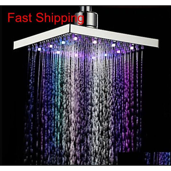 

1pc shower head square head light rain water 26 home bathroom led changing shower 7 colors for bath qylmix new_dhbest