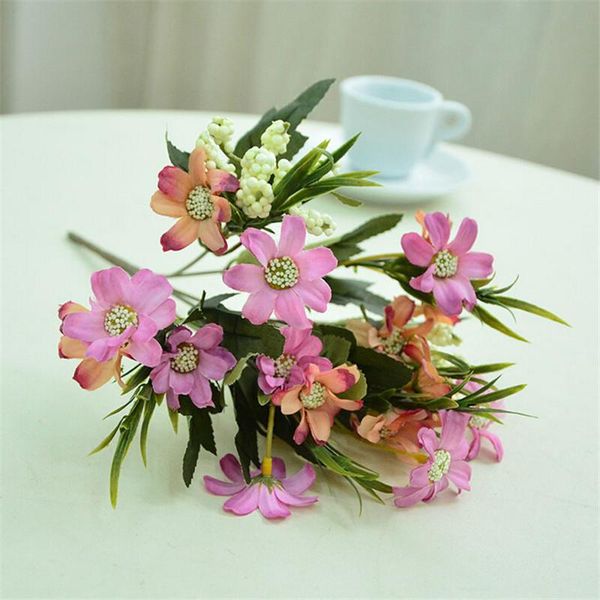 

artificial flowers silk 6 fork fake flower fall vivid cosmos simulation leaf wedding home table desk party decoration