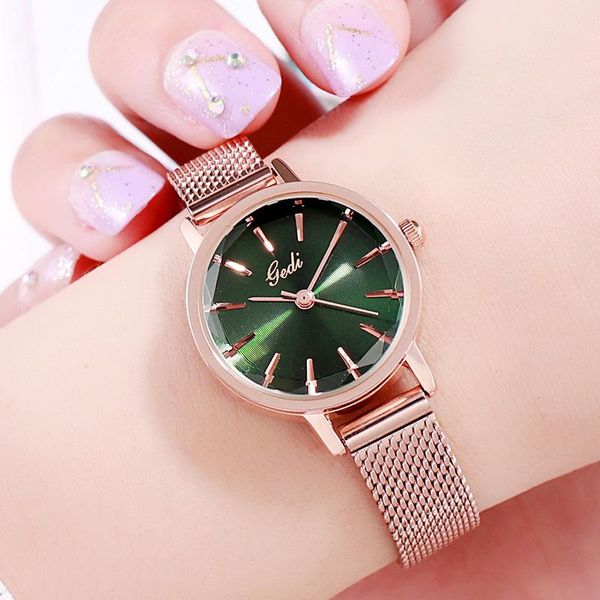 

wristwatches ladies watch gradient literal female form small dial belt women's fashion simple wild women, Slivery;brown