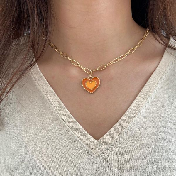 

pendant necklaces fashione women's creative neck chain alloy double layer love necklace for gril jewelry decorations, Silver