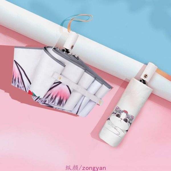

umbrellas umbrella automatic folding dual-purpose female cartoon sunscreen uv protection