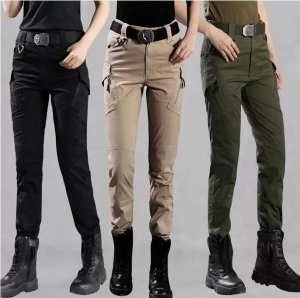 

women's pants & capris outdoor trekking hiking women climbing hunting camping military multi-pockets fashion slimming tactical trousers, Camo;black