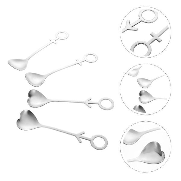 

spoons 2pcs dessert stainless steel mixing coffee spoons(silver)