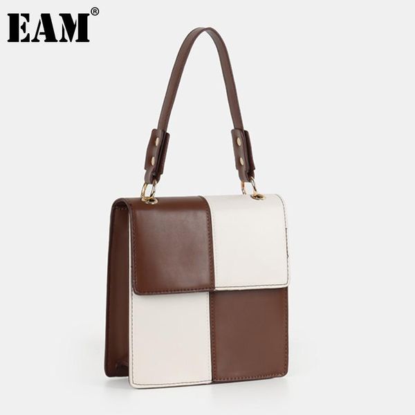 

shoulder bags [eam] minority women bag high sense splicing small square design white spell black contrast handbag autumn 18a6152