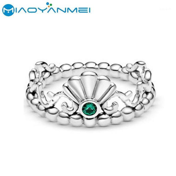 

cluster rings 2021 summer 925 sterling silver shell blue zircon ring fit original pan jewelry women gift1, Golden;silver