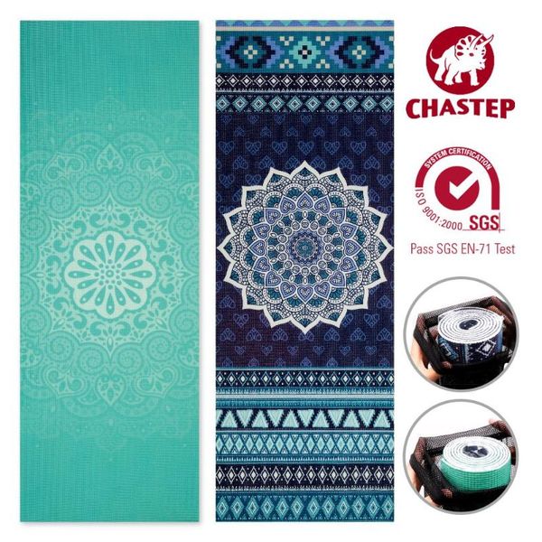

183cm*61cm length pvc materials 6mm thickness chastep unique design printed yoga mat for fitness gymnastics mats with yoga bag