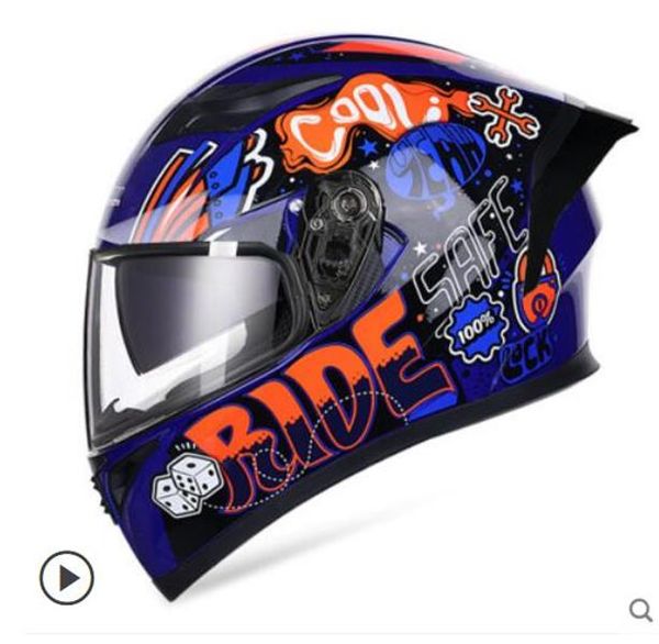 

motorcycle full face helmet motorcycle men and women riding helmet with tail wing motorcycle off-road helmet four seasons general winter