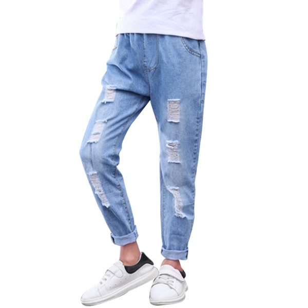 

jeans for boys hole kids ripped spring autumn children casual style children's clothing 6 8 10 12 14, Blue