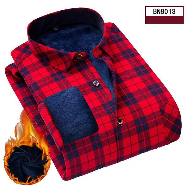

ursporttech plus size 4xl winter mens plaid thermal shirts long sleeve warm red and blue printed mens shirts casual regular fit1, White;black