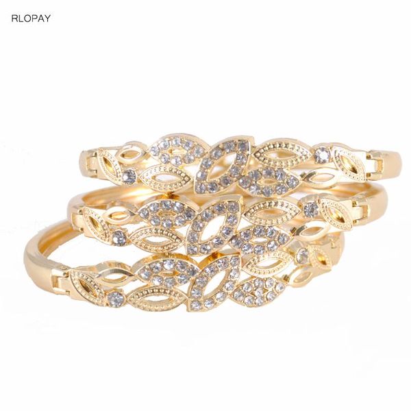 

bangle fashion gold color jewelry austrian crystal classic lady's closed bracelets morocco designer luxury, Black