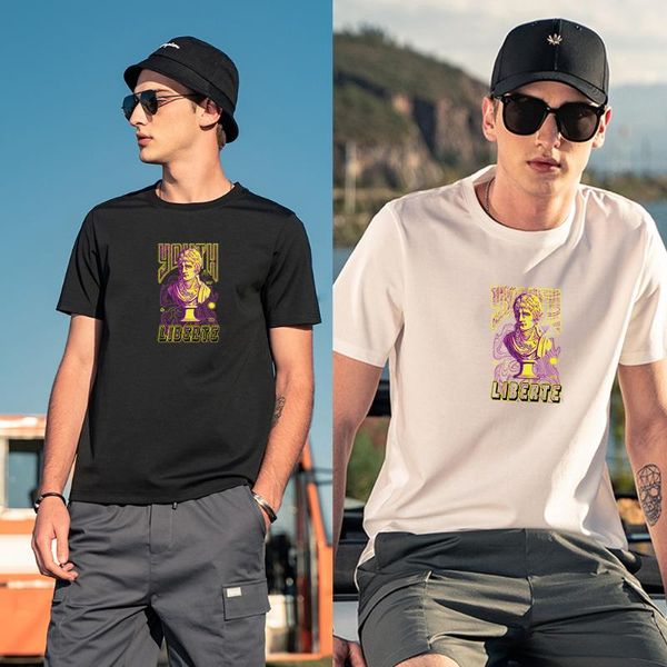 

men's t-shirts tshirt short-sleeved blouse, releaser, printed t-shirt, pure cotton comfortable oversized t-shirt, White;black